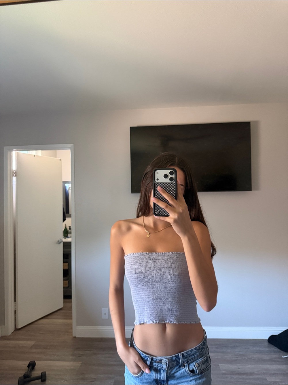 Brandy Melville Lavender Smocked Tube Top